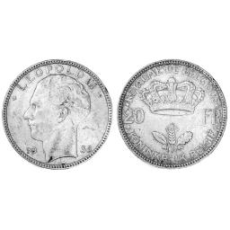 *20 Francs/Frank 1935 - Type avec losange - (Léopold III)