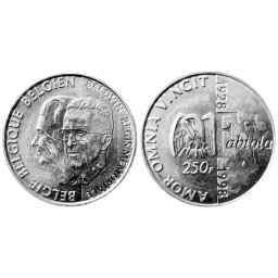 250 francs 1998 - 70 ème anniversaire de la Reine Fabiola et 5 ème anniversaire de la mort du Roi Baudouin (Albert II)