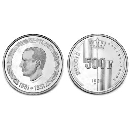 500 Frank 1991 - 40ème anniversaire du règne du Roi Baudouin 1er (Baudouin 1er)
