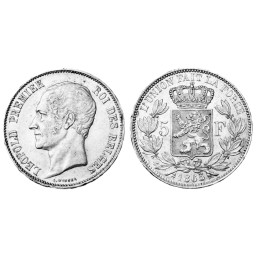5 Francs 1849-1865 - Tête nue (Léopold Ier) - Partie 2 (1850)