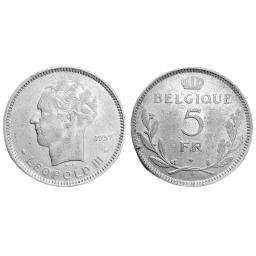 *5 Francs 1936-1937 - Type grand module (Léopold III)