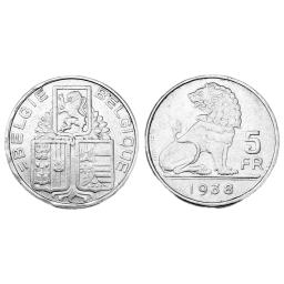 *5 Frank 1938-1939 - Type Wynants (Léopold III)