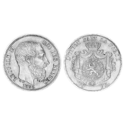 **20 francs 1867-1882 - Type B3, Barbe en flèche (Léopold II)